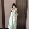 Summer French New Sweet Wind Sleeveless Neck Skirt Temperament Thin Lace Splicing Flower Dress Long Dress Women