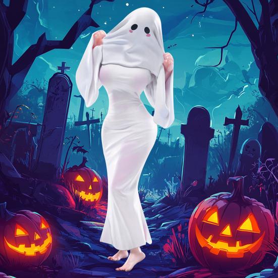 Figurine Dame Fantôme PVC Déguisement Fantôme Fille Anime Figurine Statue Halloween Effrayant Cosplay Fille Fantôme Décoration Ornement de Bureau Maison