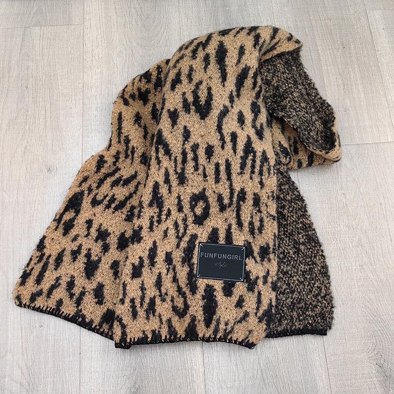 

Новый шарф с леопардовым принтом Майяра, утолщенный теплый шарф, весенний, легкий, роскошный, модный, внешний вязаный шарф верблюд