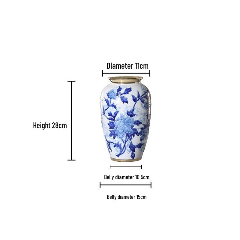 High-Grade Embossed Ceramic Vase for Living Room Decor - Chinese Style Dry Flower Ornament