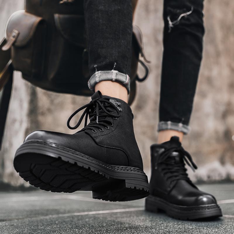 Luxury Men Boots Genuine Leather Winter Vintage Style Ankle Boots Men Lace Up Motorcycle Footwear Brand Casual Winter Men Botas