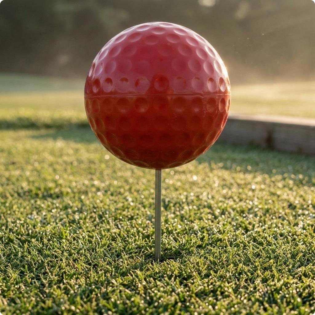 Golf Tee Marker Stainless Steel Dimpled Ball for Golfers Red