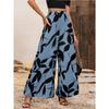 Women Summer Leaf Print High Waist Wide Leg Casual Pants