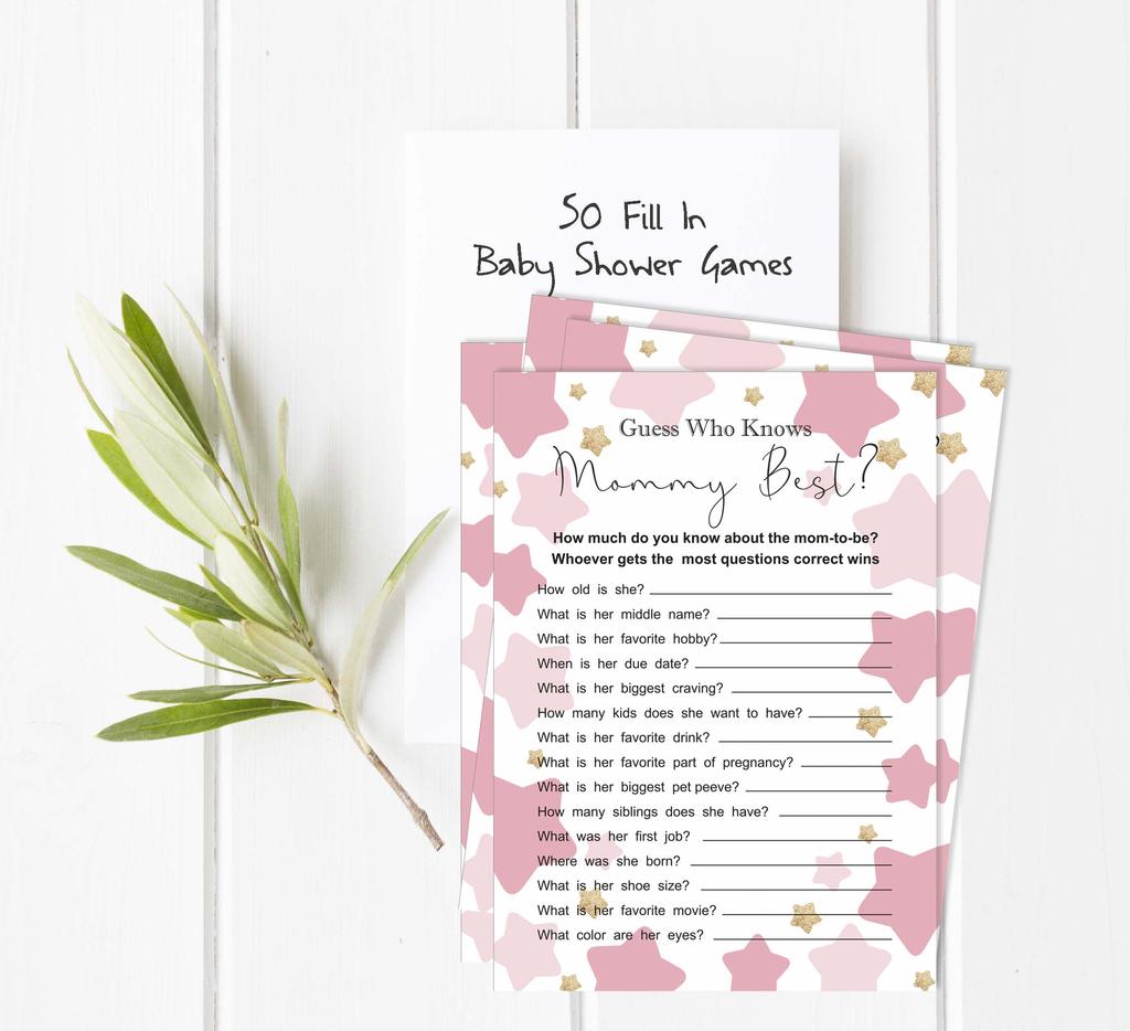 Inkdotpot Set Of 50 Baby ShowerA Word ScrambleA Game Cards Star Gender Reveal Party Supplies-Fun Baby Shower Game