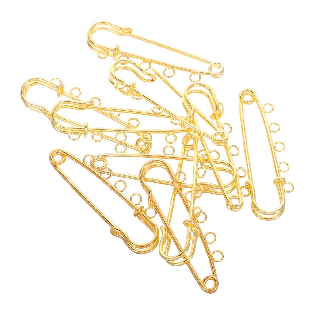 10 Stück Broschen-Sicherheitsnadeln Metallnadeln Strapazierfähige Nadeln mit Löchern DIY Kleidungsbefestigungsclips Bastel-Broschenzubehör