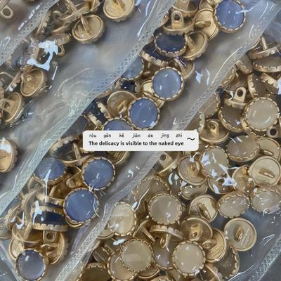Sunflower Cat's Eye Metal Flower Button for Cardigan or Shirt Sleeve Collar