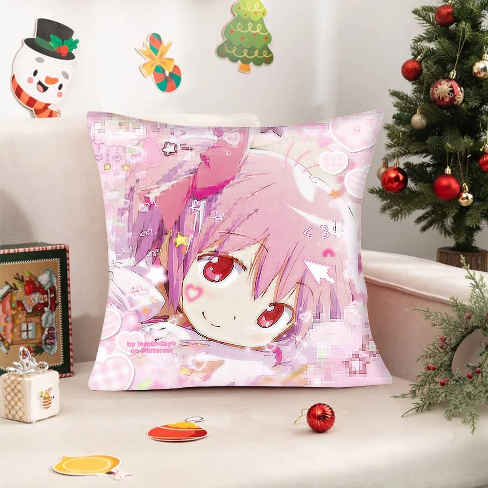 Anime M-Madoka M-Magica CUTE GIRL  Pillowcases Cushion Covers Living Room Sofas Home Decor Gifts