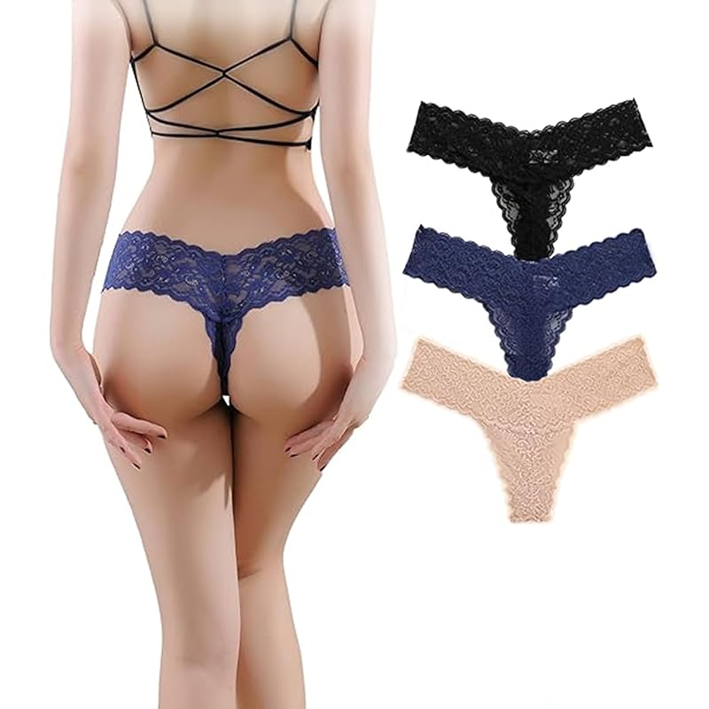 

[Raiplus] shorts ladies pants underwear sexy thong 3 pieces set women s underwear race black blue beige XL