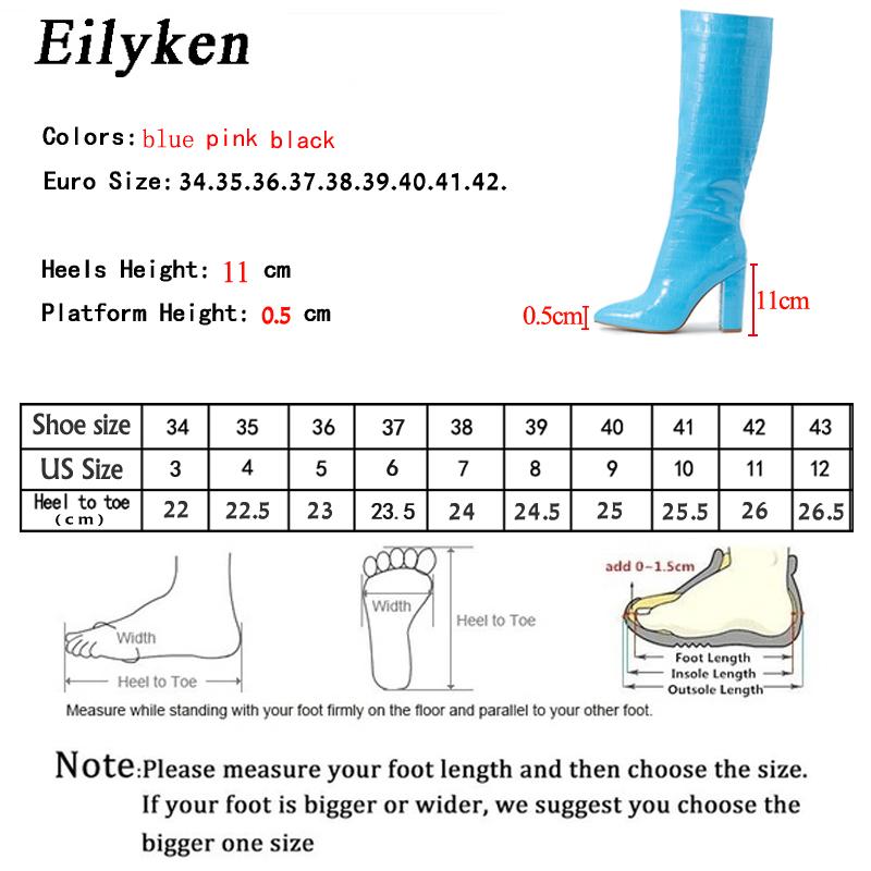 Fashion Eilyken Autumn Winter High Heel Women Knee High Serpentine Boots Designer Chunky Shoes Zipper Long Botas Mujer