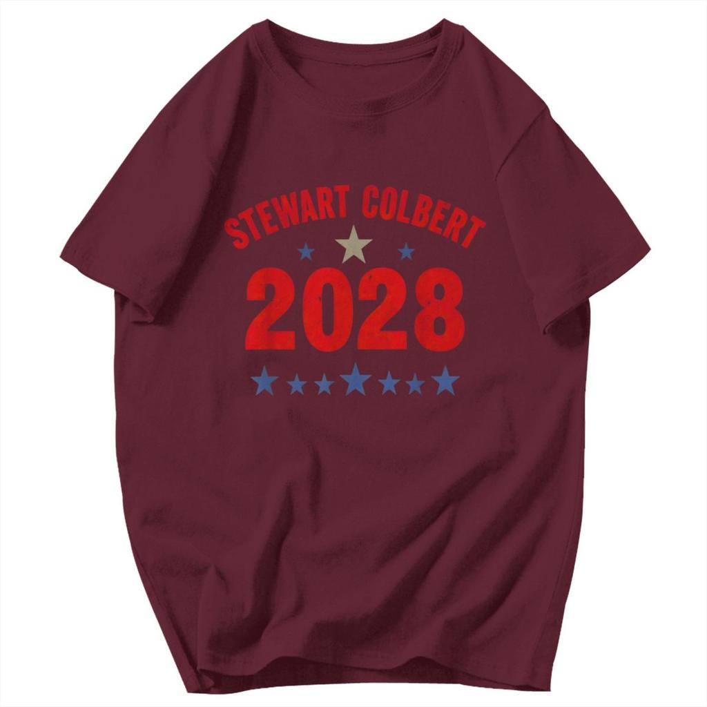 Men T Shirt Stewart Colbert 2028 Funny Retro Idea Y2K Graphic Short Sleeve Unisex Clothing T Shirts
