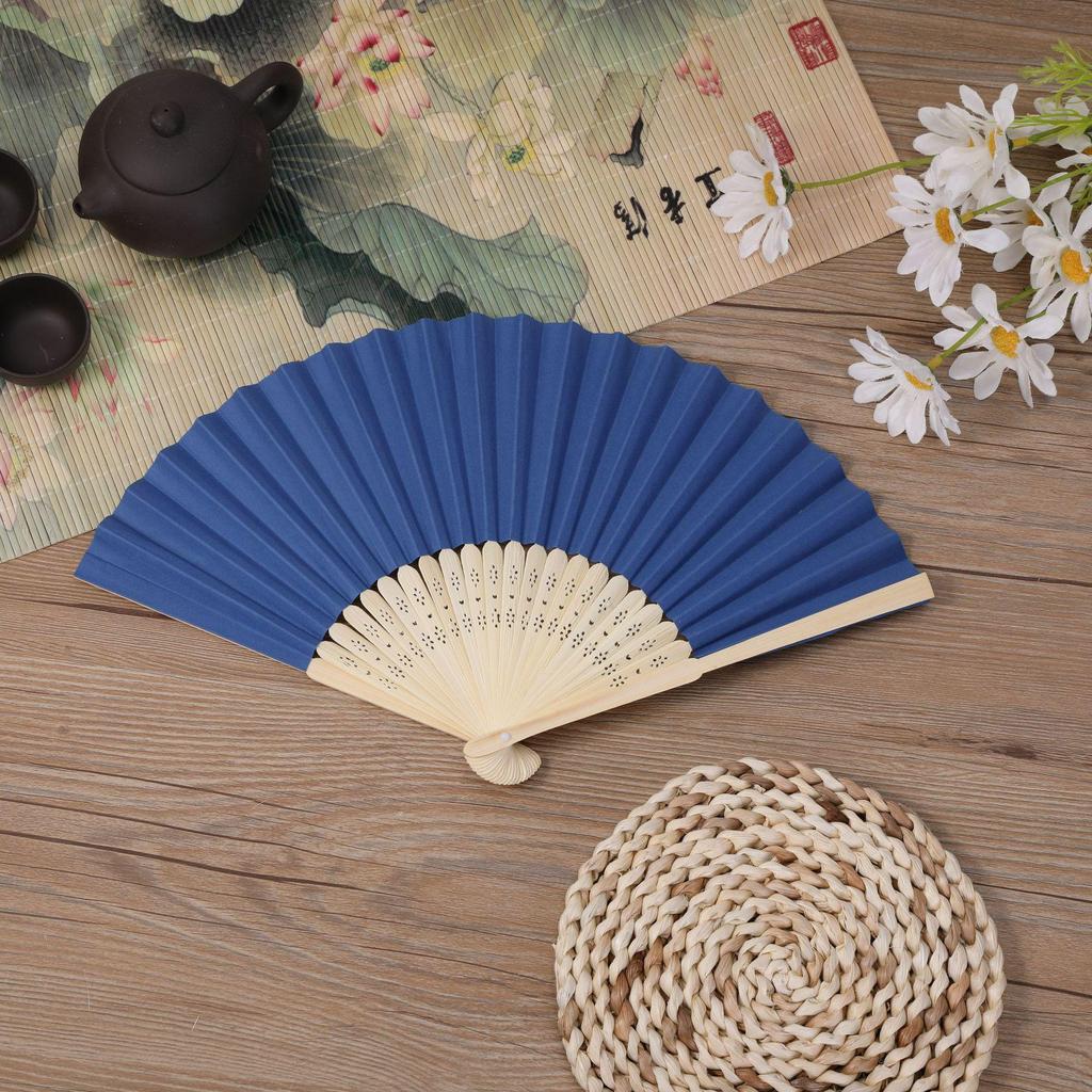 Solid Color Bamboo Folding Fan for DIY Crafts - Children's Kindergarten Material, Customizable with Logo or Text