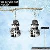 Black Plaid Snowman Earrings - Festive Acrylic Christmas Accessory