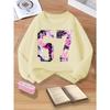Kids Unisex Red Crewneck Sweatshirt, Vintage Floral Fill 67 Number Graphic Long Sleeve Pullover, Soft Fleece Sweatshirts for Boys Girls Ages 4+