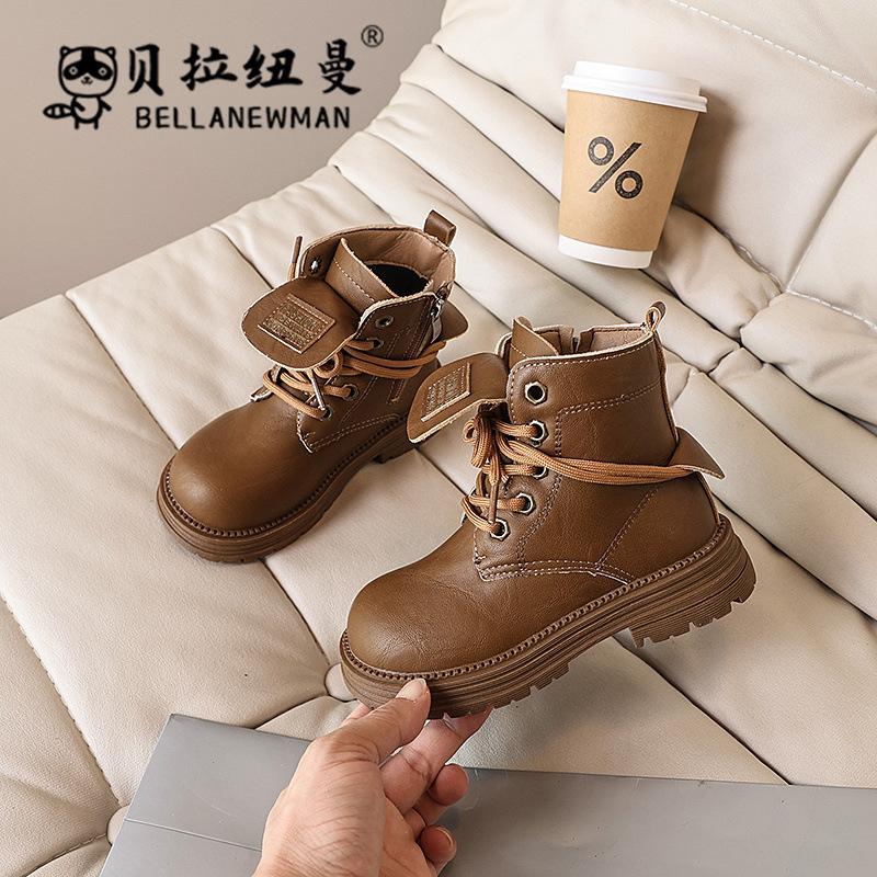 

Girls Fashionable Martin Boots, New Autumn Korean Style Children s British Style Short Boots, Boys Leather Boots for Older Children 26the Length Within the C