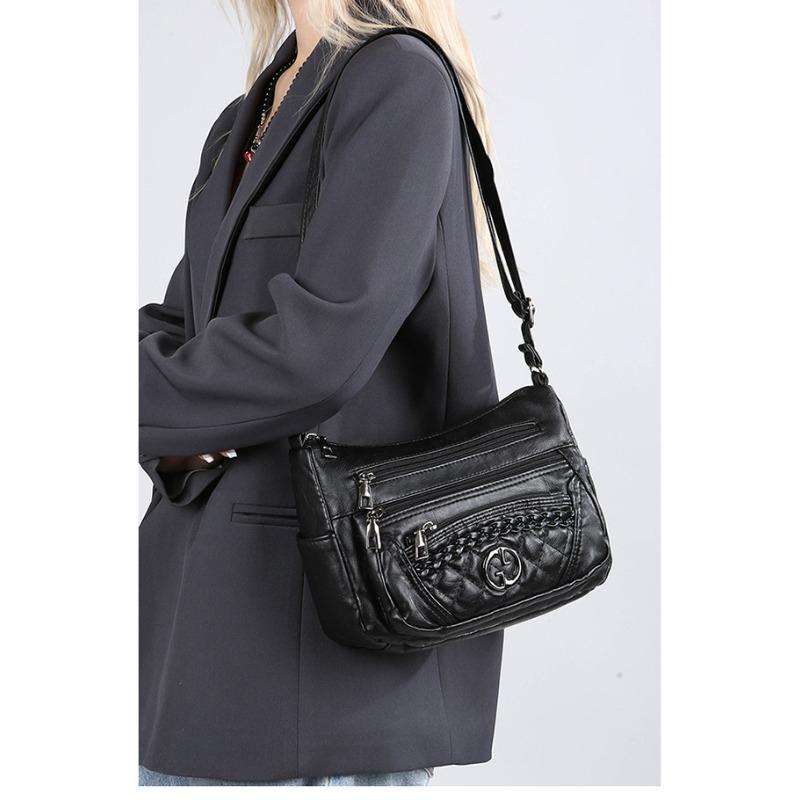 Soft Leather Multi Compartment Single Shoulder Crossbody Bag