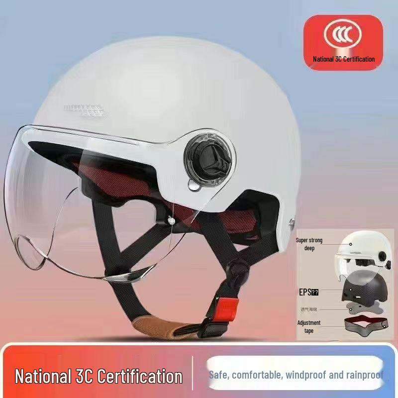 3C Certified Electric Vehicle Helmet for Men & Women - All-Season Safety & Sun Protection, Summer Scooter Half Helmet