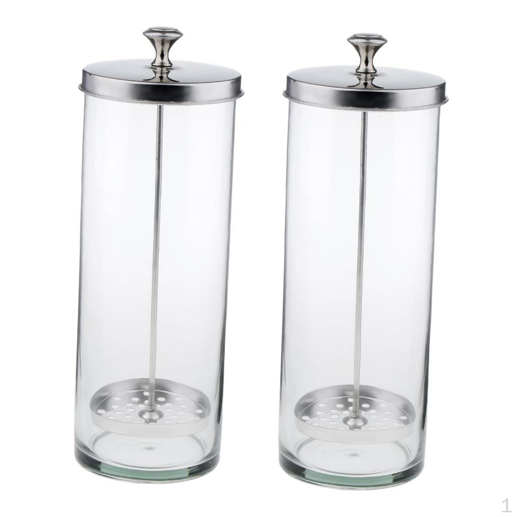 2x Clear Sanitizer Disinfectant Glass Jar for Hair Styling Tool