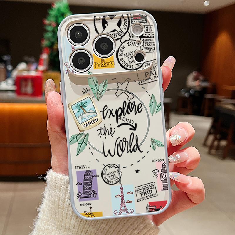 Travel Label Landmark Pattern Case For iPhone 17 Pro Max Magnetic For Magsafe Skin Feeling Cover For iPhone 16 15 14 13 Pro Max
