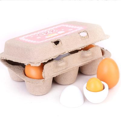 6 Stück Set Holz Künstliche Eier DIY Spielzeug Holzhaus Küche Frühe Bildung Lebensmittel Spielzeug für Kinder