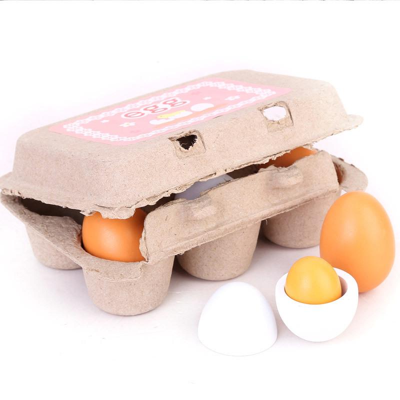 

3\u002F6 Pieces Set Wooden Artificial Eggs DIY Toy Wooden House Kitchen Early Education Food Toys For Children