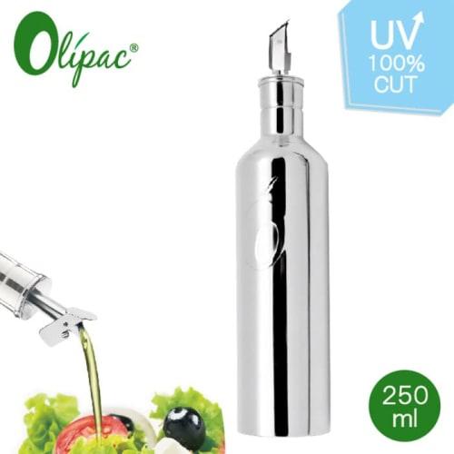 OLIPAC Olive Oil Bottle, 18-10 Stainless Steel, Flip-Top Pourer, 250ml, 5 x 22.7cm, #L250