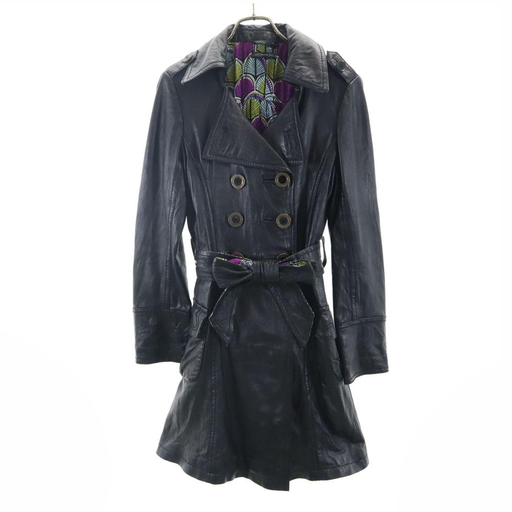 

ANOTHER IMPORTANT CULTURE sheepskin trench coat Leather coat M black Women Used