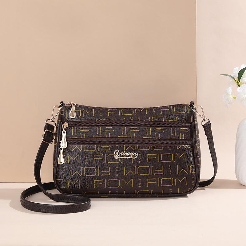 New bag multi-layer zipper oblique span bag large capacity versatile shoulder bag fashionable small square bag