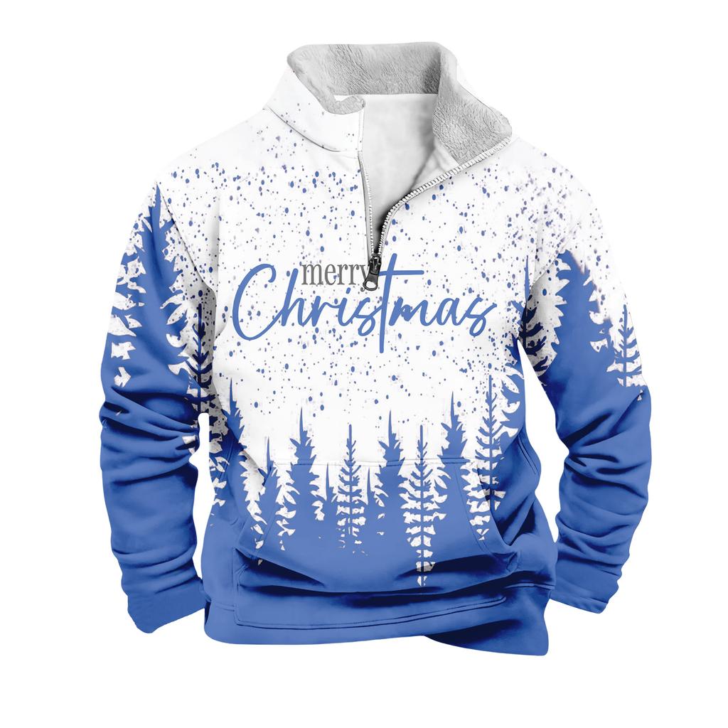 Pánská vánoční mikina se stojáčkem, horký prodej, venkovní ležérní top s límcem