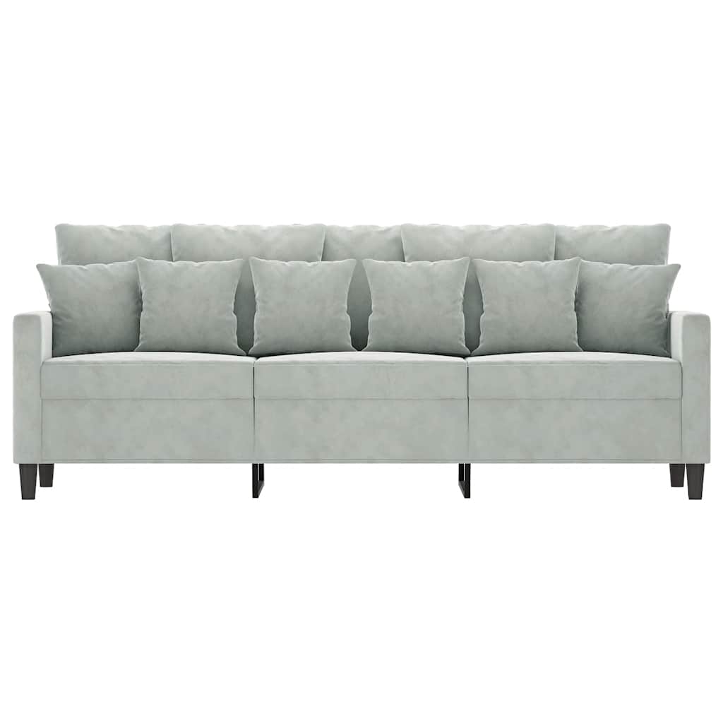 Vidaxl 3-Seater Sofa, Light Grey, 180 Cm, Upholstered In Velvet