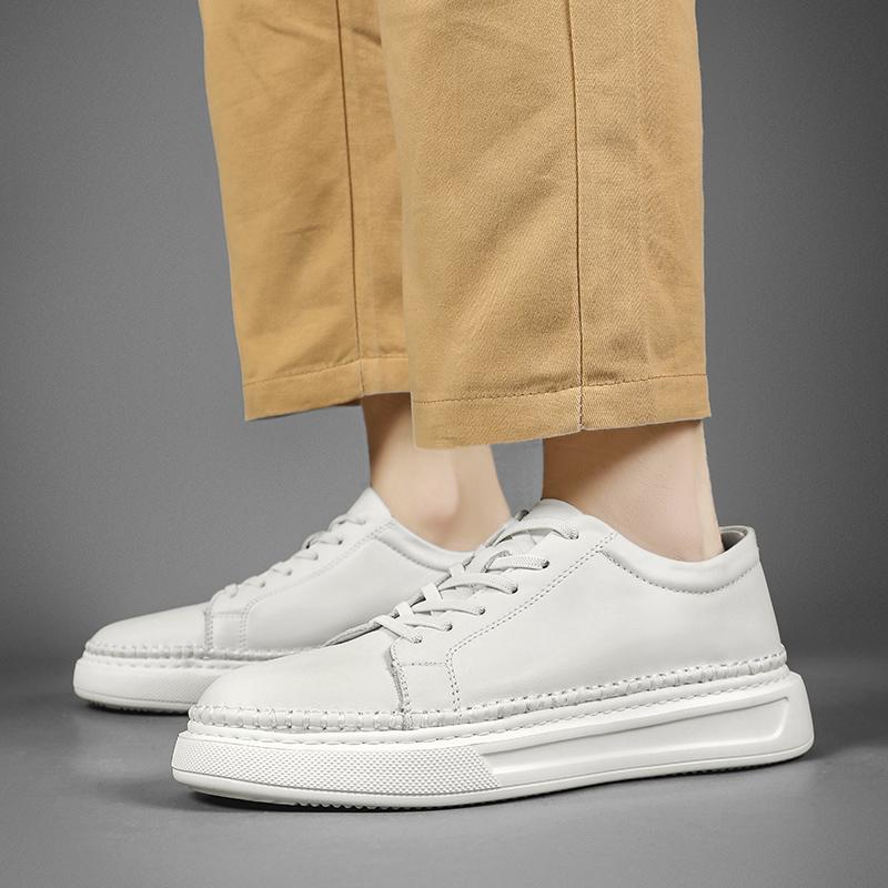Mode Weichen männer echte Leder Schuhe Vier Jahreszeiten schnüren Neue Business-Mode Flache Schuhe Outdoor Wanderschuhe Sport Casual weiß Schuhe