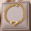 Heart Bracelet for Women Stainless Steel Charm Cuban Chain Bracelets Gold Color Anklet Vintage Jewelry Accessories Birthday Gift