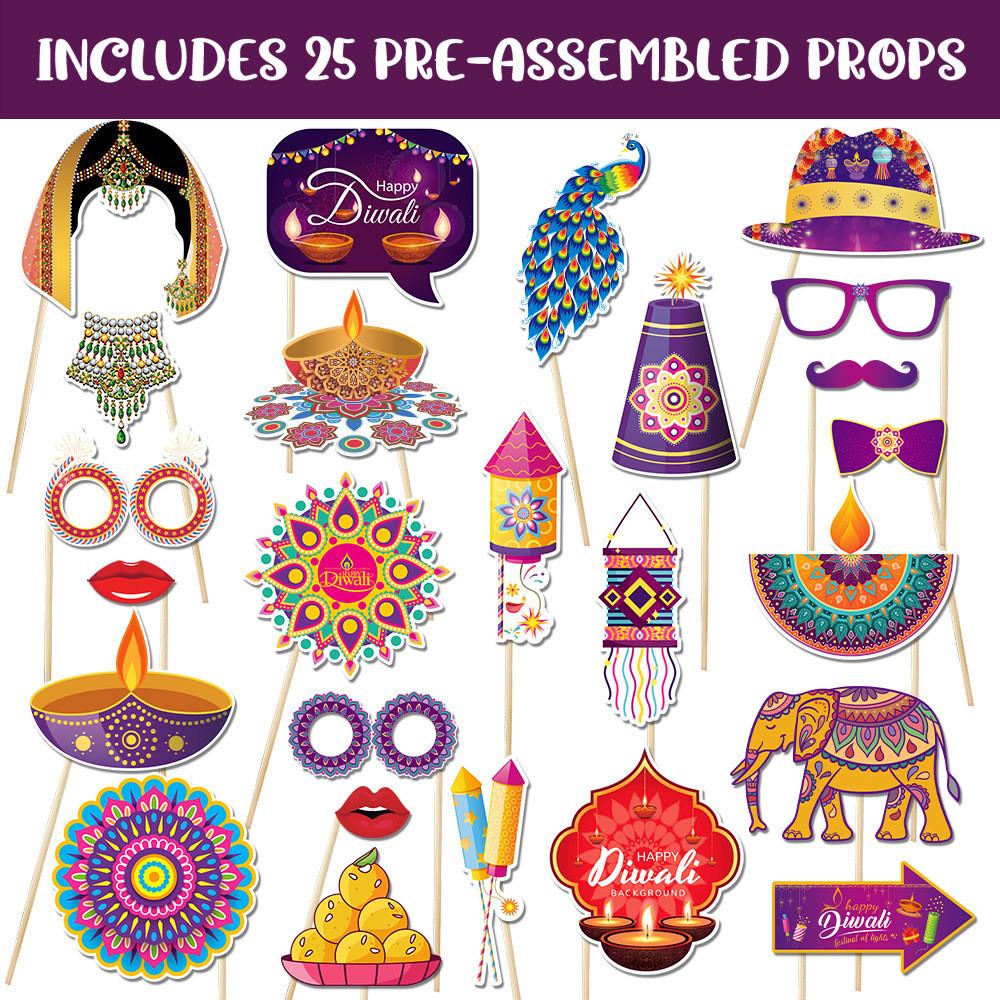 Handheld Diwali Photo Props Accessories With Cartoon Style For Festival Decor