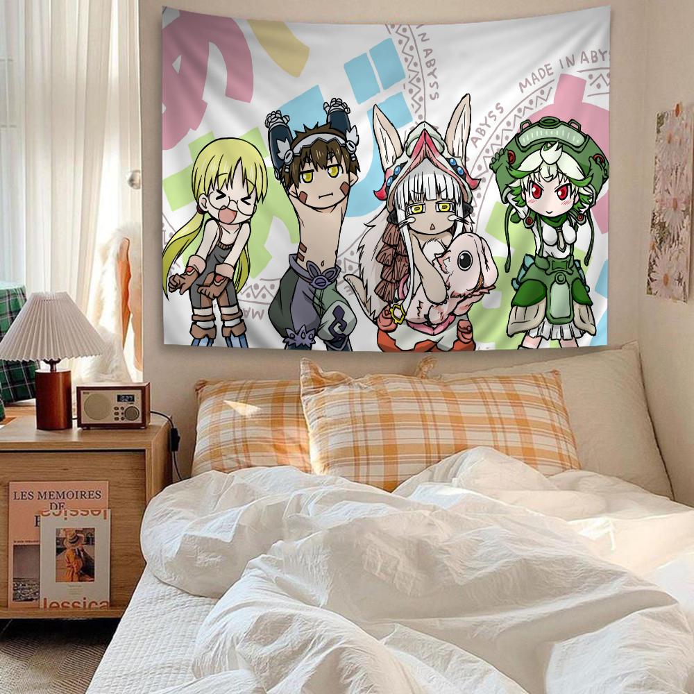 Made in Abyss Angelabenteuer Wandteppich Skurril Grün Anime Wandbehang Perfekt für Otaku Schlafzimmer Fantasie Ästhetik Dekor