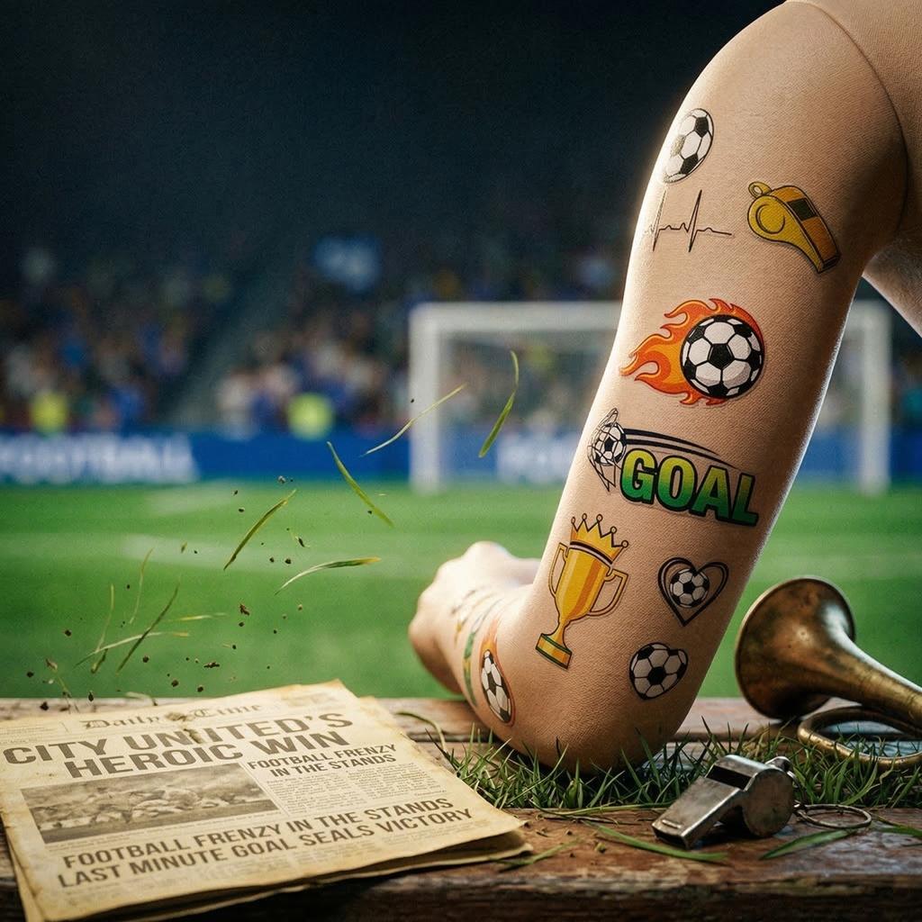 Temporary Tattoo Stickers Soccer Theme Assorted Designs for Kids and Adults Waterproof Sports Body Art Decoration
