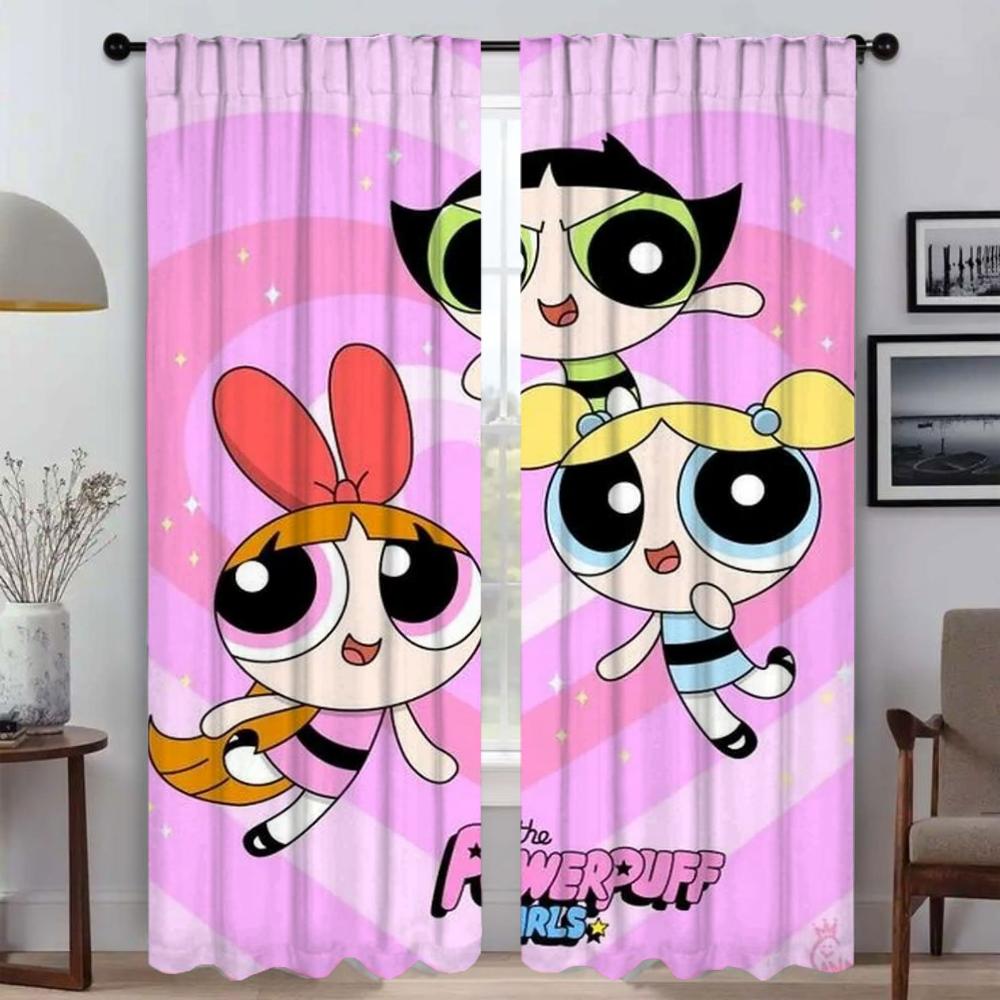 Eleganckie zasłony do salonu The Powerpuff Girls Dekoracja Halloween Zasłony kuchenne 2 sztuki Rolety okienne