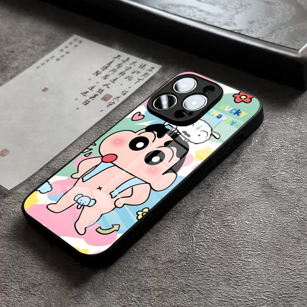 

Crayon Shin-chans Phone Case For IPhone 16 Pro Max 15 Plus 14 Pro 12 11 13 Mini X XR XS Max 8 7 Plus SE Glass Cover iPhone15