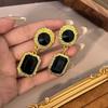 Court Antique Retro Temperament Black Square Geometric Metal Personalized Earrings
