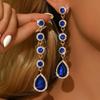 Retro Court Style Rhinestone Long Water Drop Earrings for Dinner Party Accessories.