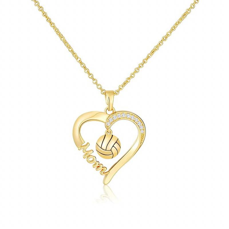 Soccer Necklace Heart Shape Jewelry For Mothers Day Gift Women Fashion