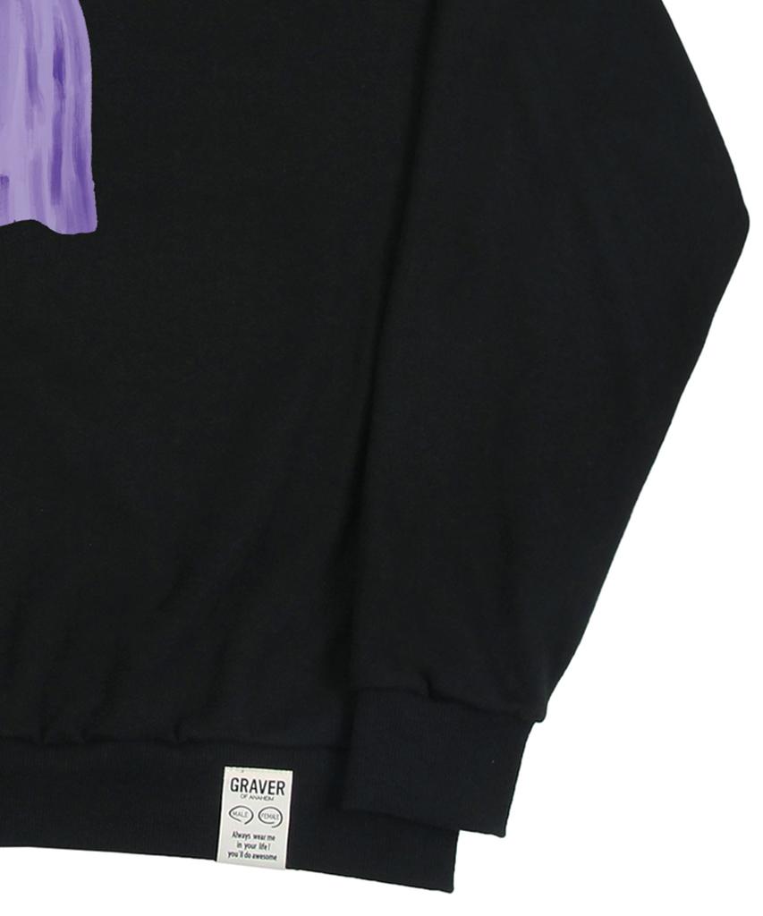 GRAVER [Unisex] Ghost Center Sweatshirt_Black/Purple Logo