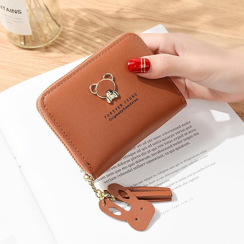 

IELGY Женский модный короткий кошелек для монет на молнии коричневый