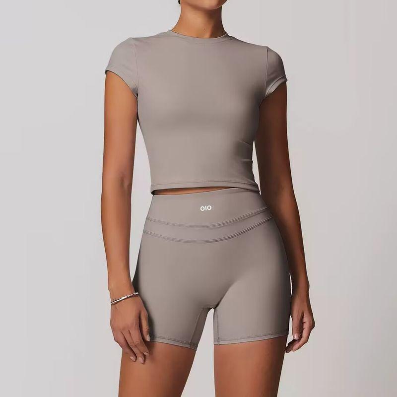 Oiob Yoga Clothes Skinny Slimming Short-Sleeved T-shirt Women's Sports Suit Shorts Pilates Fitness Three-Point Pants