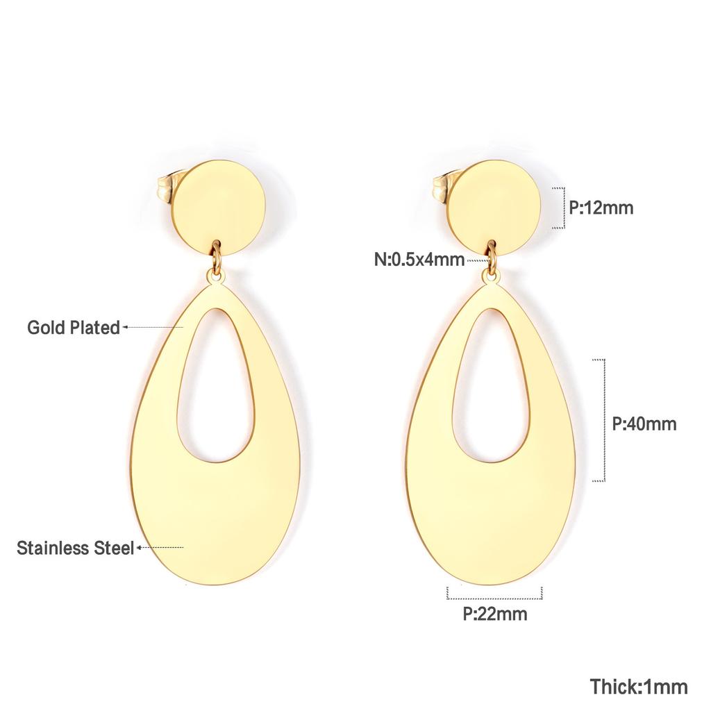 Geometric Stud Earrings Round Triangle Fringed Earrings Stainless Steel Plated 18K Gold Earrings