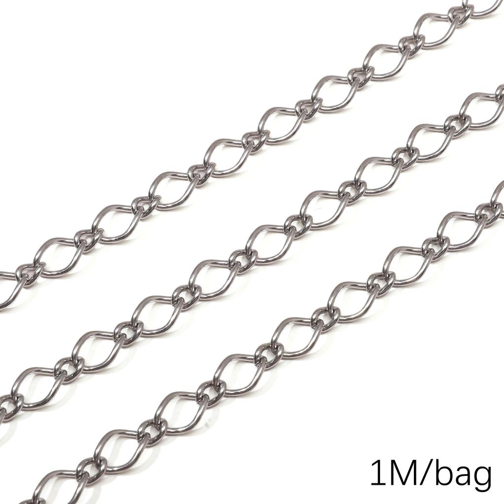 Chaîne Cœur en Acier Inoxydable de 0,5/1 Mètre Chaîne Cubaine Chaîne Punk de Base pour la Fabrication de Colliers Bracelets Bijoux Accessoires