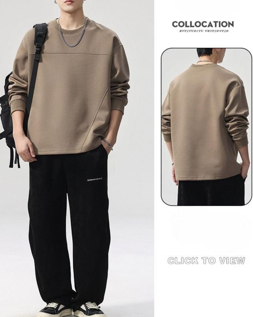 Poperdision Plus Long Sleeve Pullover Street Solid Men's Sweatshirt, Size, Fall/Winter, T-Shirt, Hoodie, Casual, Cool, Stylish, Style, Simple,