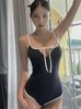 Bañador de una pieza con cordones estilo coreano – Sexy, adelgazante y elegante con cobertura de abdomen y hermoso diseño de espalda