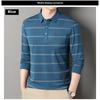 Striped Long-Sleeved Shirt Spring and Autumn Middle-Aged Men's T-shirt Loose Casual Dad Wear T-shirt Undershirt Top