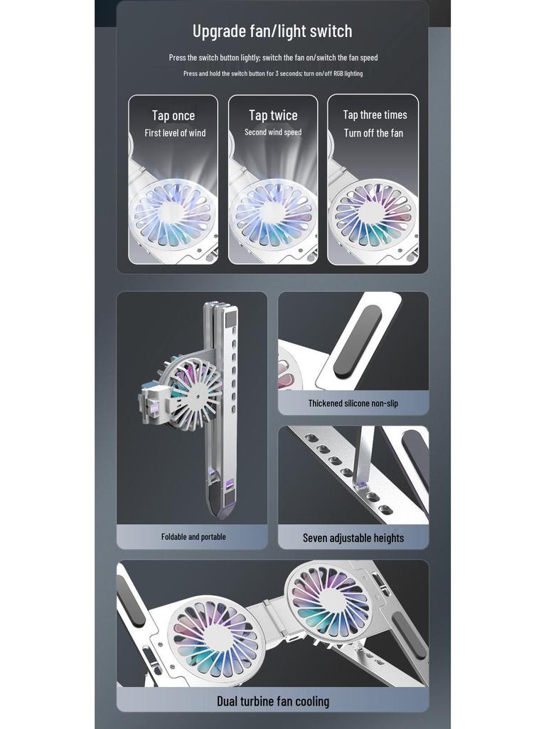 Tragbarer Faltbarer Laptop-Kühlerständer mit Turbinenlüfter