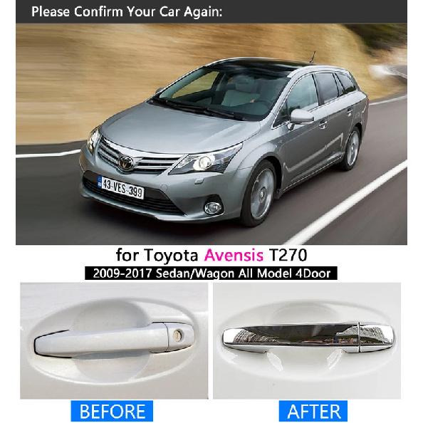 For Toyota Avensis 2009 - 2017 Chrome Handle Cover Trim T270 2010 2011 2012 2013 2014 2015 2016 Accessories Sticker Car Styling
