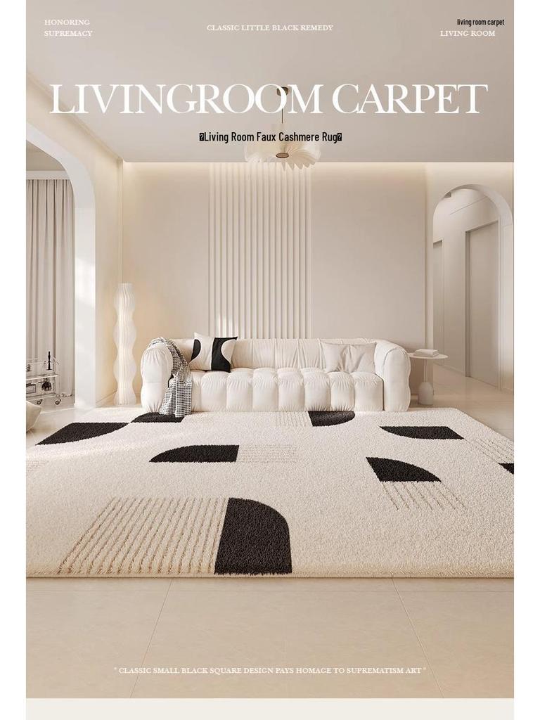 Plush Non-Slip Faux Cashmere Rug, Large Winter Floor Mat with Overlocked Edges